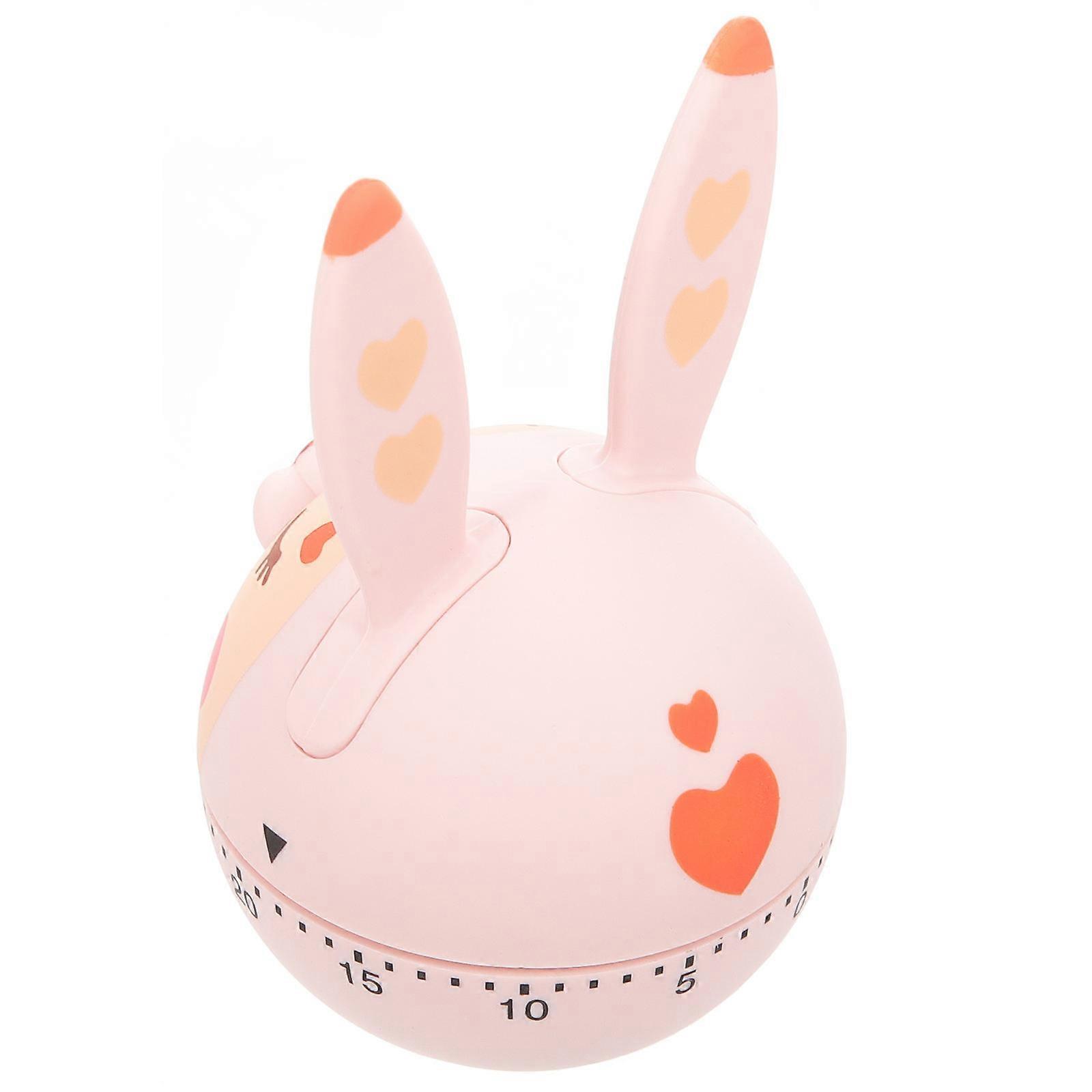 Battery Free Operation Pink Kitchen Timer With Long Ears For Management Adults Children 1Set