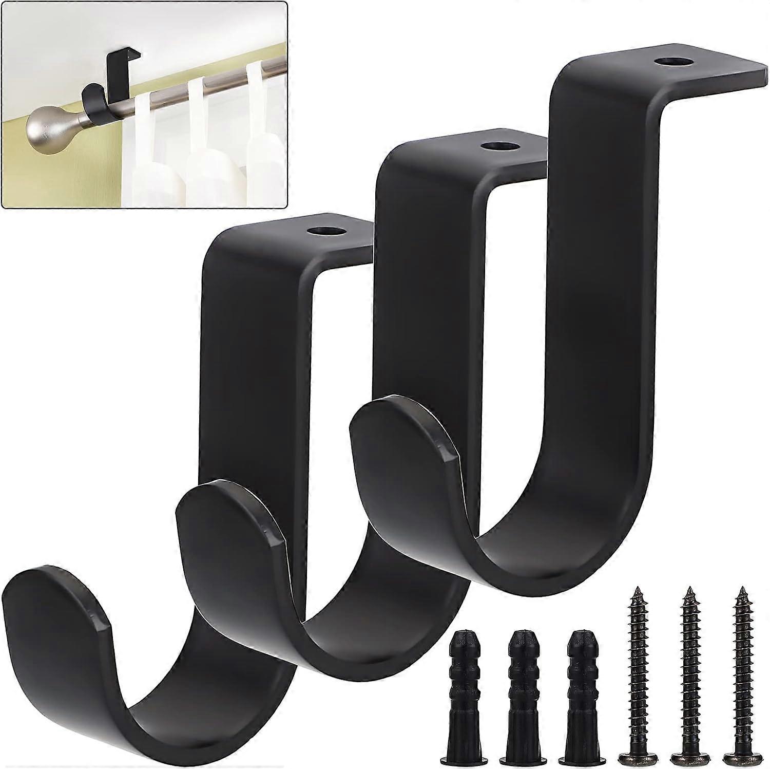 3Pcs Ceiling Mount Curtain Rod Brackets,Metal Single