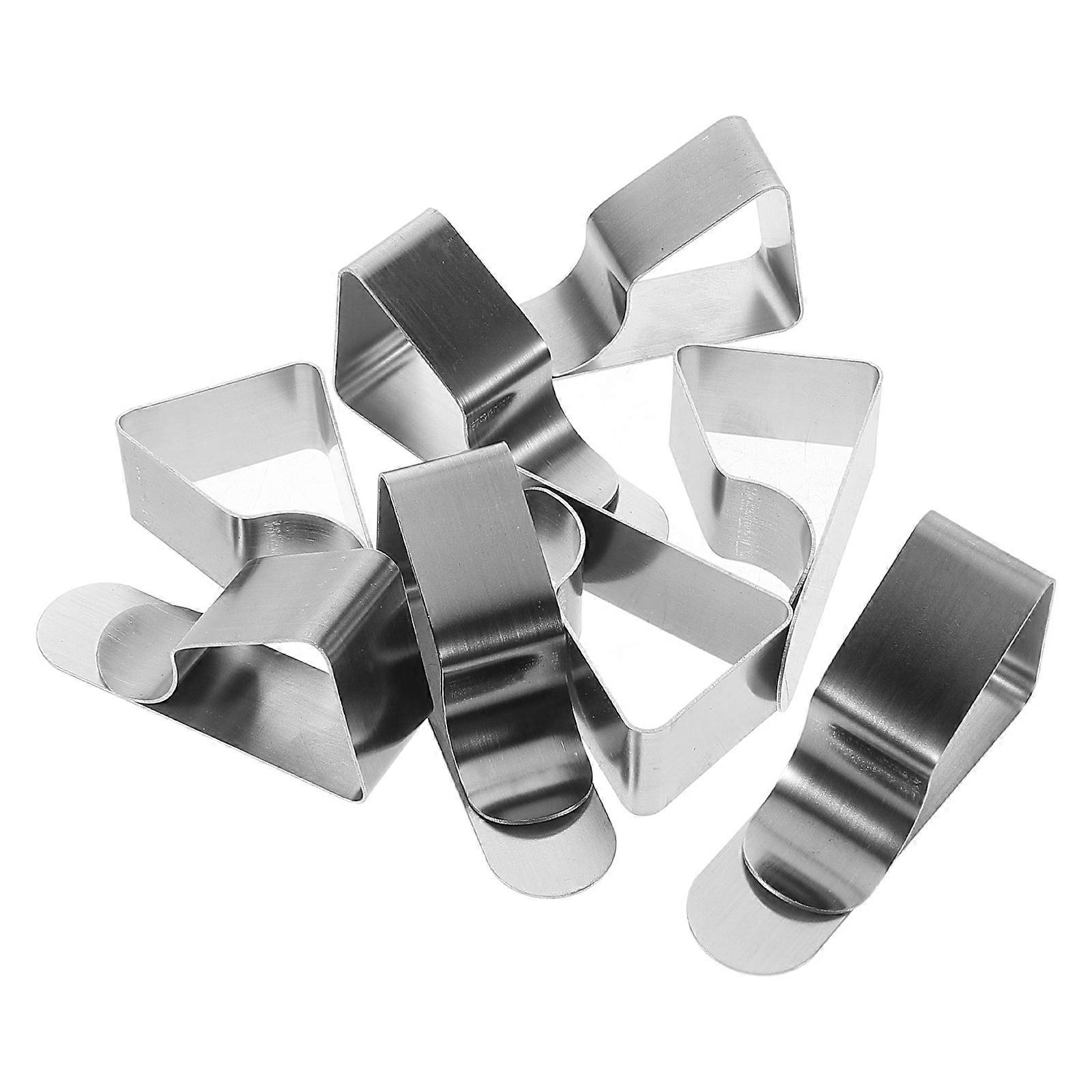 Stainless Steel Table Cloth Clamp Trapezoidal Style for Users of Picnic Tables Silver 8Pcs