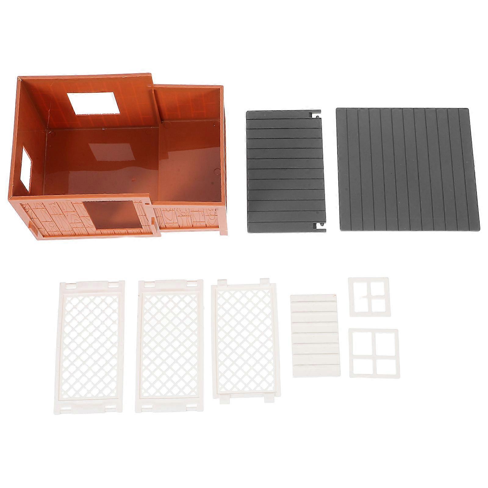 Plastic Fencing Mini Diy Model House Kit Educational Display Realistic Coop Shape 1Set