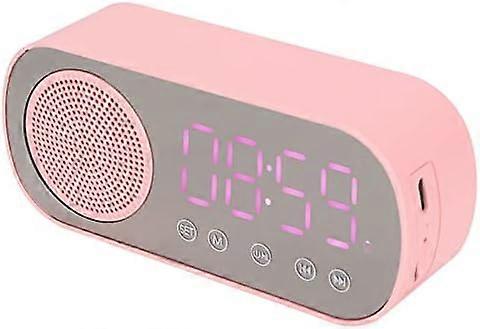 Digital alarm clock, HiFi LED mirror screen alarm clock, playback speaker dual alarm clock radio, TF card, FM, portable.
