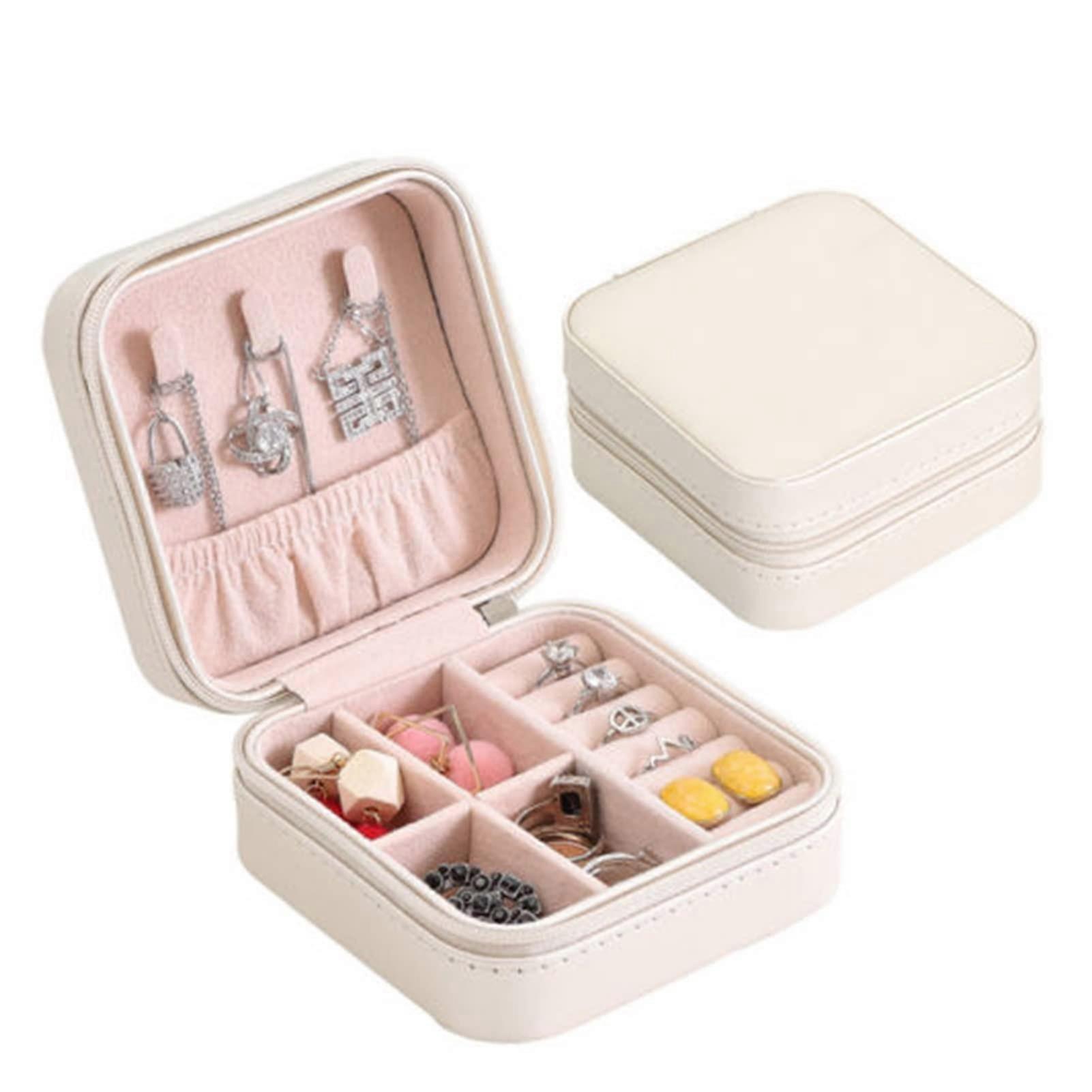 Universal jewelry organizer with leather button, storage cabinet, display, box. /1483 Beige