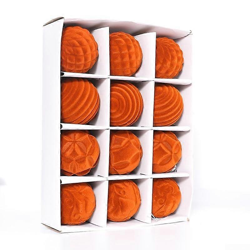 12 Piece Christmas Bauble Set 6cm Orange - Festive Tree Ornaments for Holiday Parties and Decorations