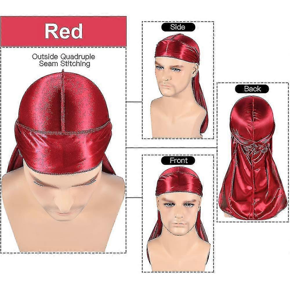 3pcs Silky Durags Pack for Men with Satin Doo Rag and Award-Winning Wave Cap Suitable for Various Styles