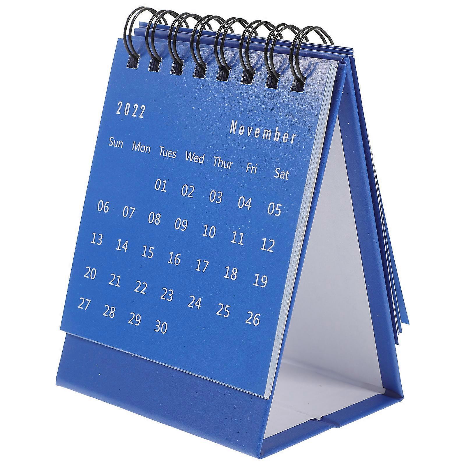 Desktop Small-Sized Calendar Mini Calendar Practical Schedule Planner For Home Office School Blue 8.3X7.7CM Date Marking 1Set