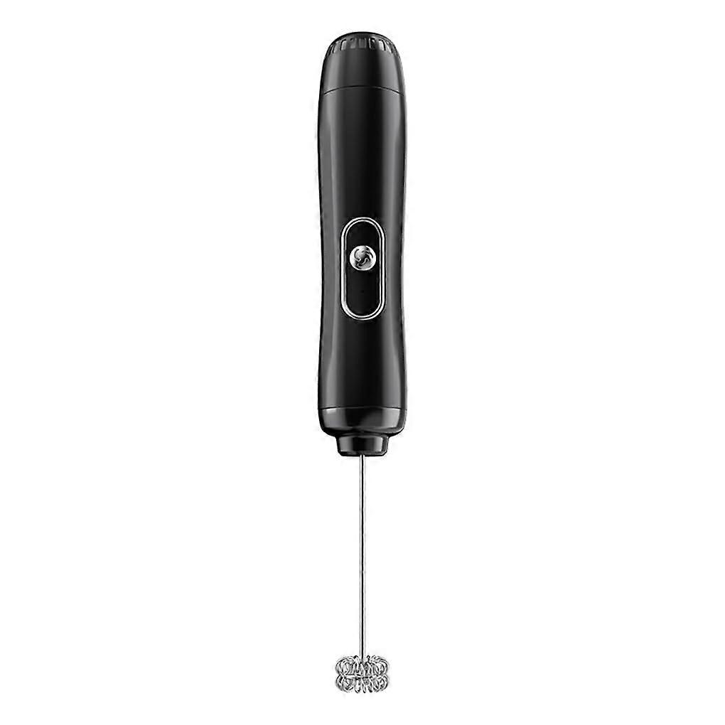 ABS electric milk frother, button control, quiet, washable, solid color, home kitchen, whipped cream, butter, whisk tool, black