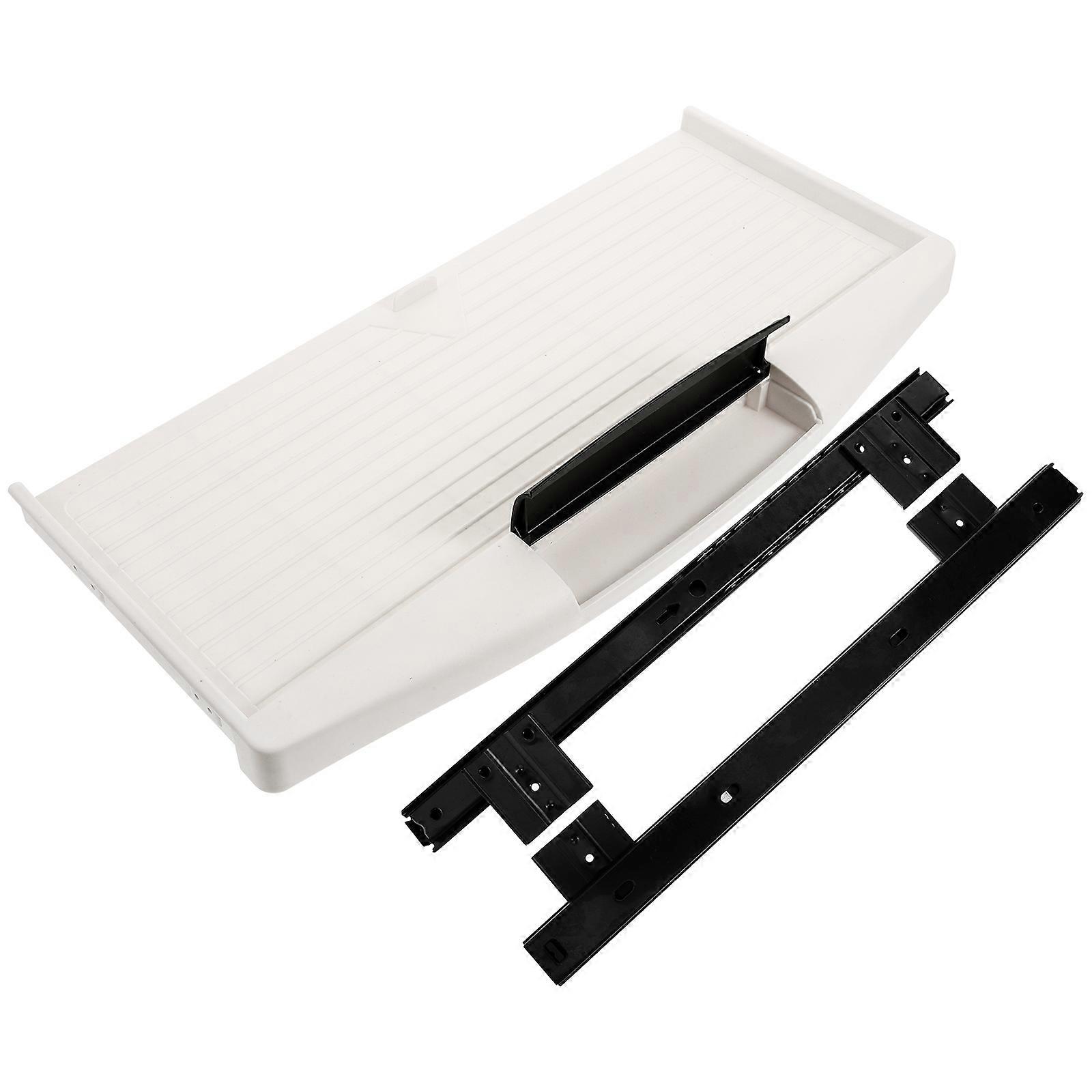 Ergonomic ABS Plastic Keyboard Tray with Side Mount Slide and Guide Rail for Under Desk Storage – Universal Platform for Office and Home Use