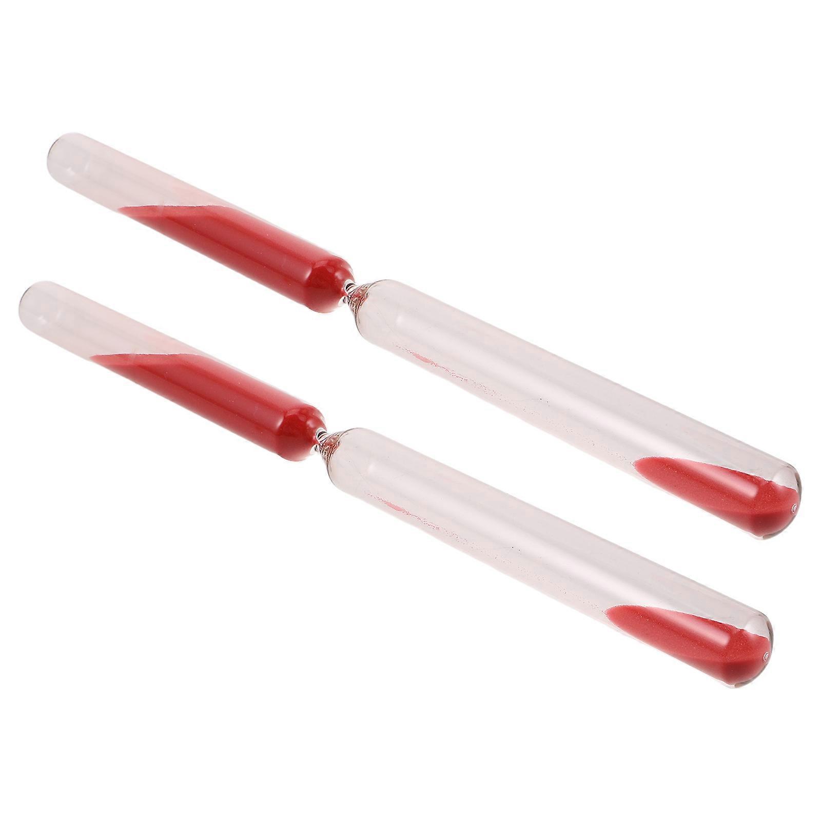 Sauna Hourglass Sand Timer For Spa Room Bathroom Accessories Red 28.00X1.80X1.80CM 15 Minute Timing 2Pcs