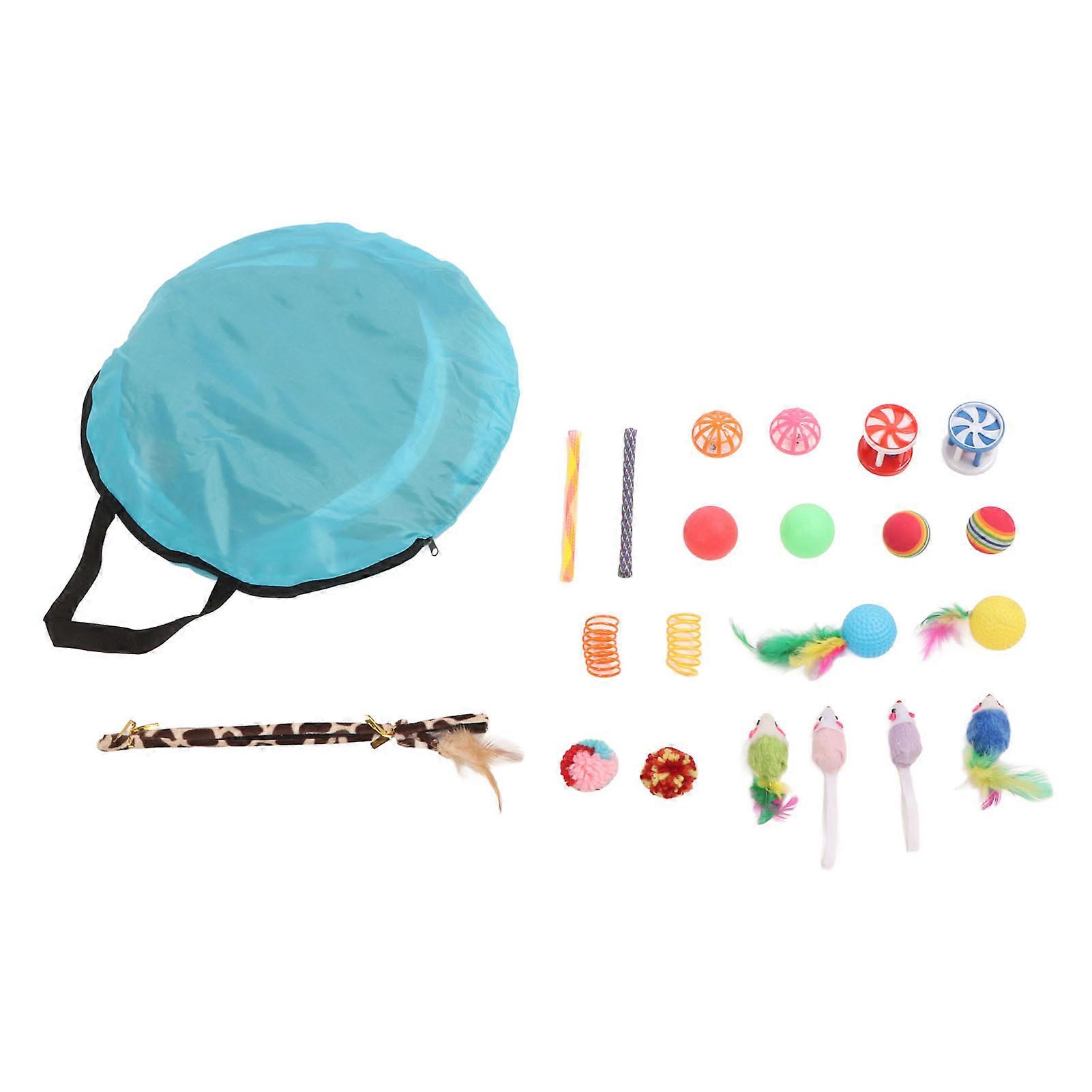 22Pcs Cat Toys Set Collapsible Tube Tunnel Toys Safe and Durable Multipurpose Interactive Cat Toys Set with Cat Wand Toy