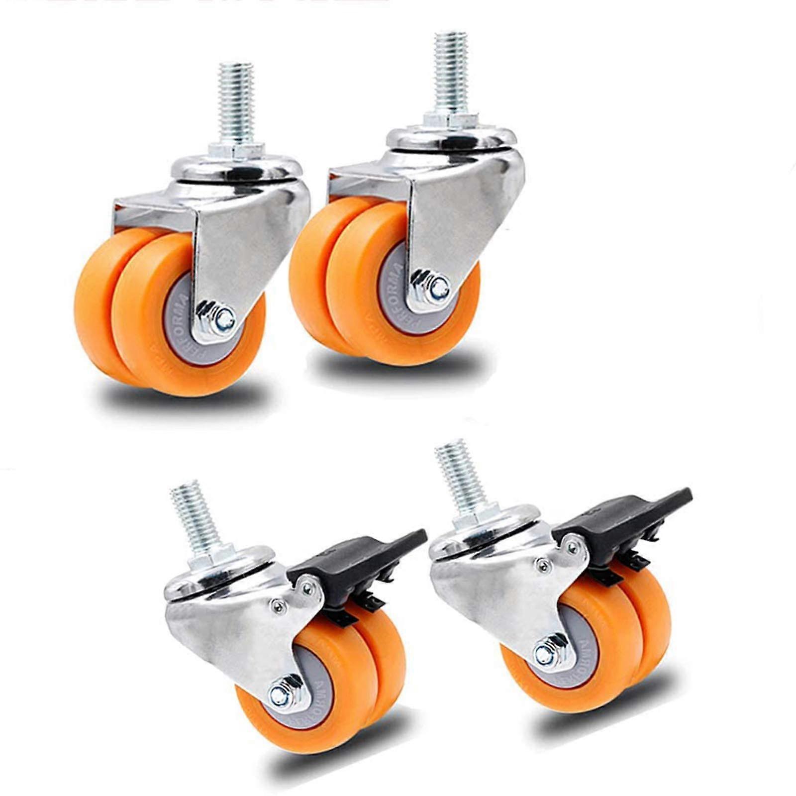 Furniture Castors Set of 4 M12 x 25mm Threaded Shaft Castor with Brake