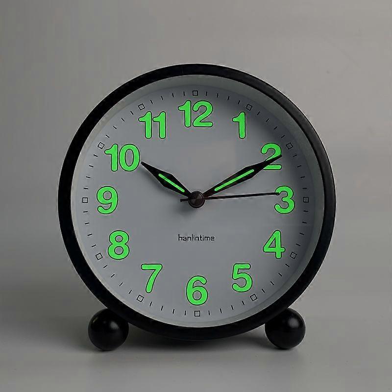 Silent Alarm Clock - Analog Alarm Clock Without Ticking, Warm Light - Simple Round