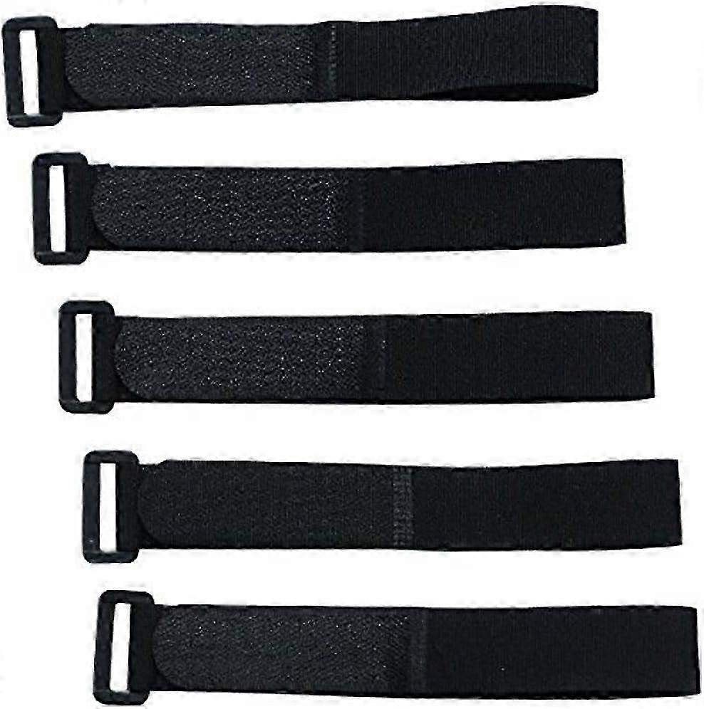 Set of 5 - Black - Hook and Loop Cable Ties with Reusable Straps 2.5cm X 30cm 5 pcs - Black