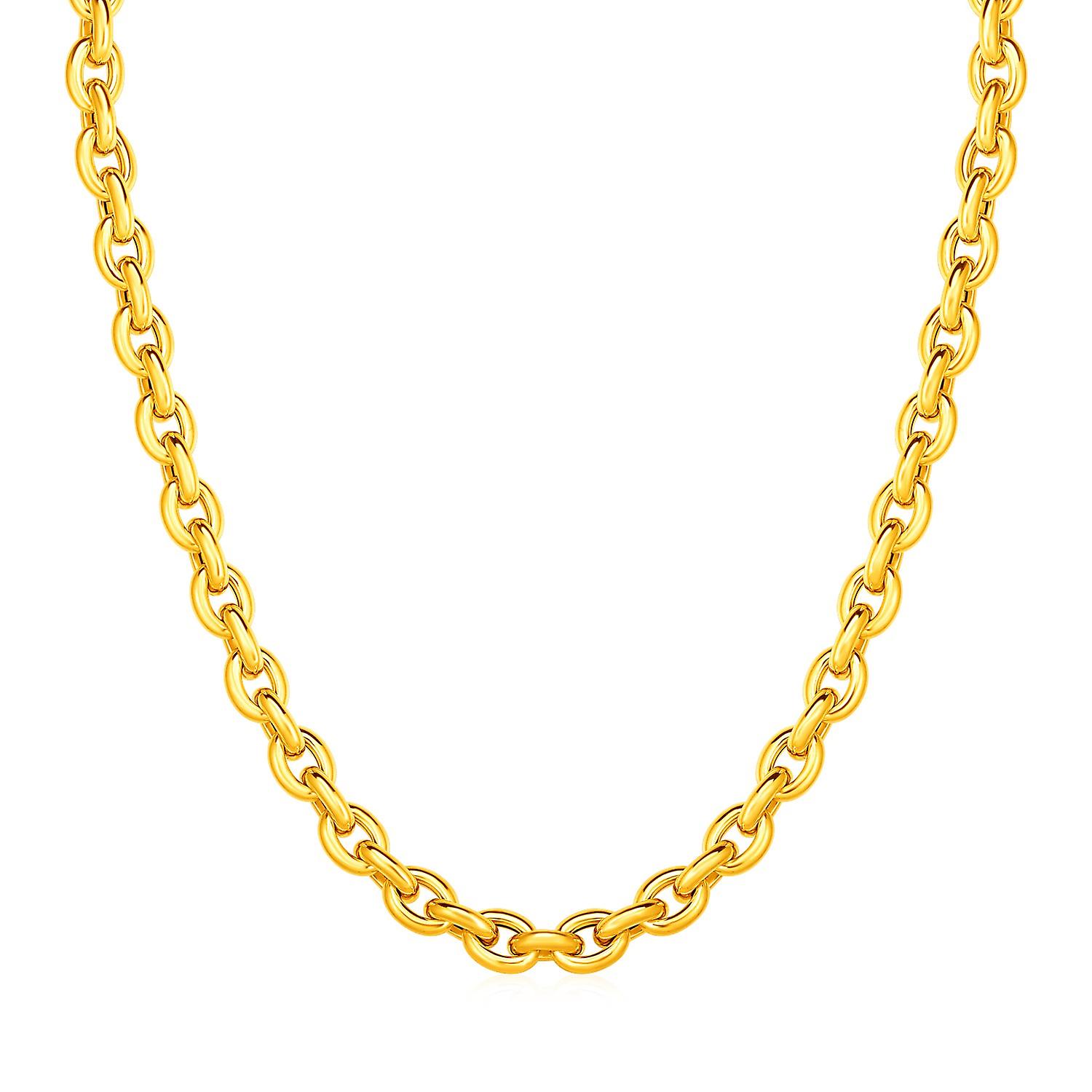 14k galben auriu lustruit Oval Link Colier