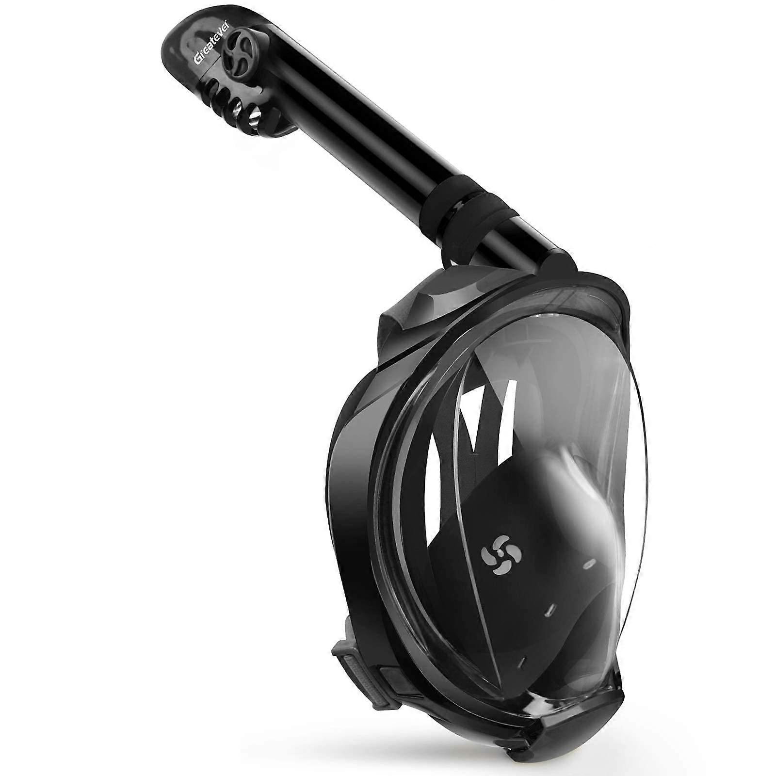 ZENGO Full Face Snorkel Mask with Latest Dry Top System,Foldable 180 Degree Panoramic View Snorkeling Mask black L