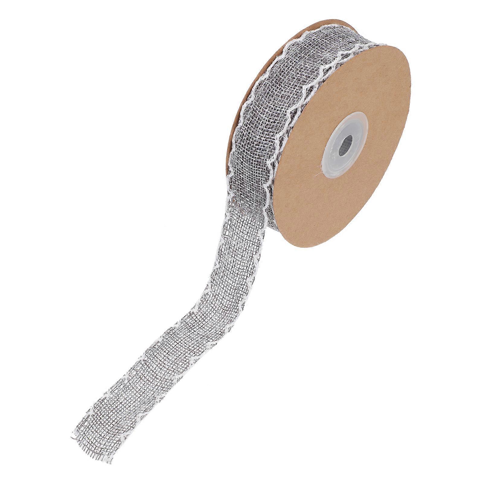 Ribbon Rolls Imitation Linen Ribbon present Wrapping Material Grey 0.02X2.5X910CM present Wrapping 1 Roll