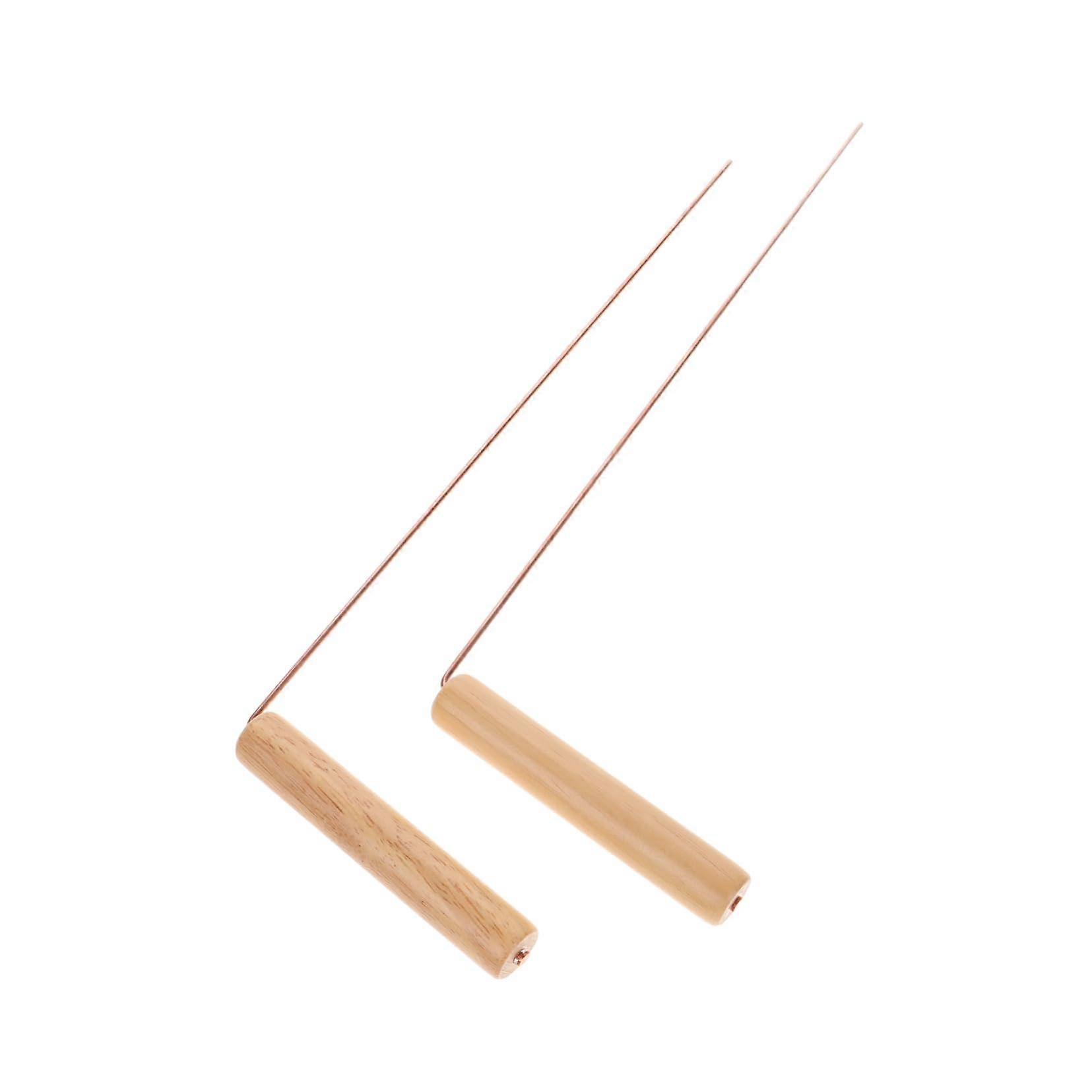 2 x Copper Dowsing Rods, Quality Divination Tools for Water Detection and Geomancy with Robust Wooden Handle for Gold Search