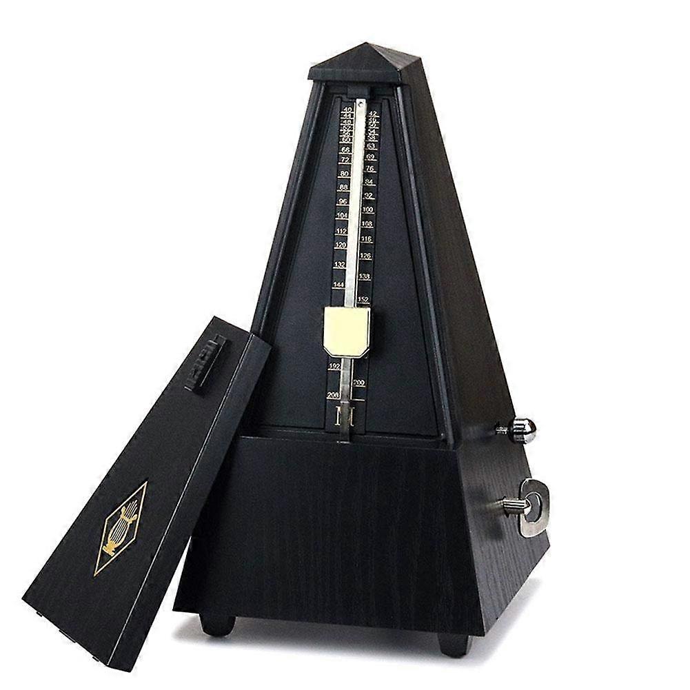 Mechanical Metronome Tower Type Tuner Tone Generator Universal High-Precision Wood Grain For All Instruments Black