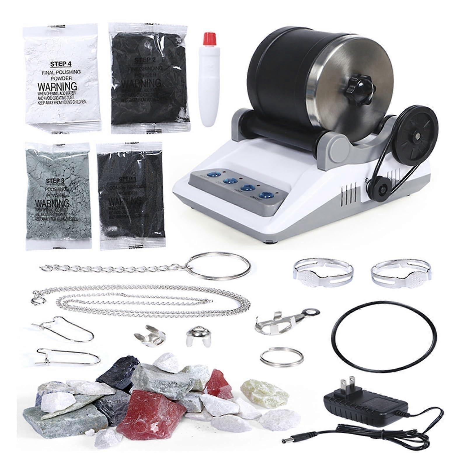 Electric gemstone polishing machine, science educational toy (Plug 1 type C 1 USB) White