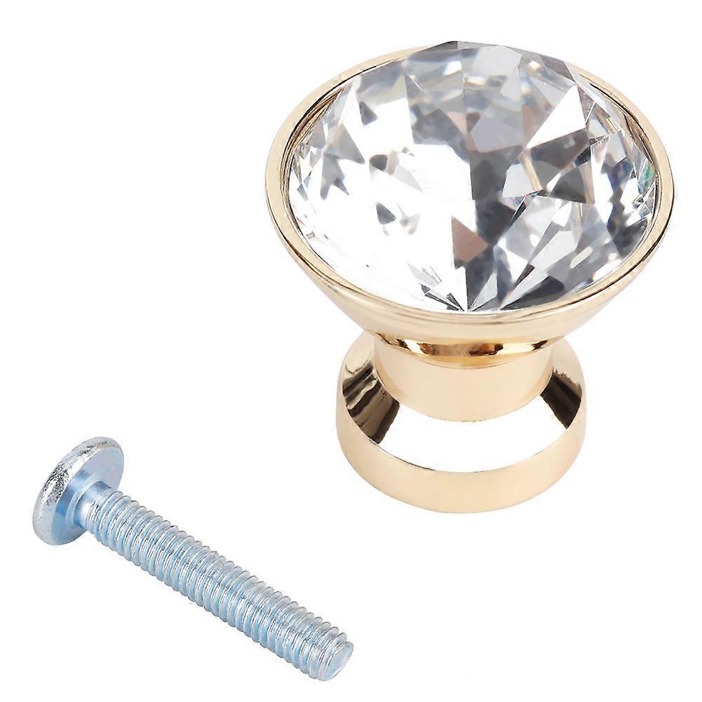 4Pcs 30mm Crystal Cabinet Dresser Knobs Single Hole Cupboard Drawer Knobs Pull Handles(Gold)