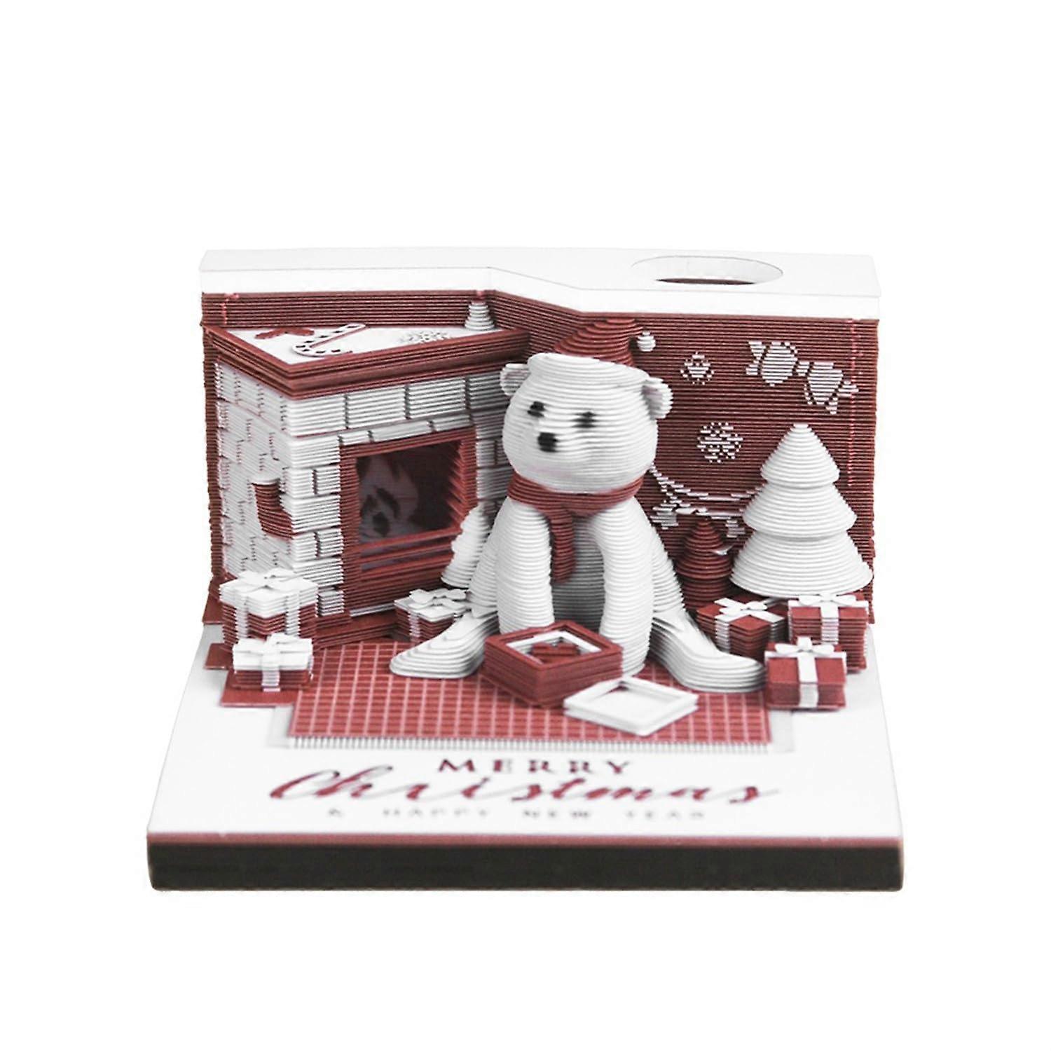 3D Calendar , Christmas Bear, Timepiece Calendar, 3D Sticky Notes, Tearoff Calendar, Gift