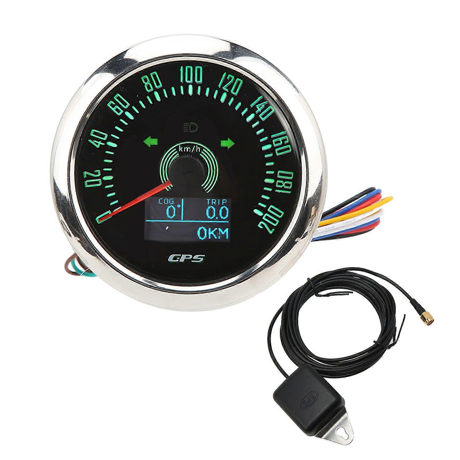 3 in 1 GPS Tachometer 200MPH 85mm 9?32V 7 Color Backlit Antifog Universal for Boat Car RV Motorcycle Black Dial