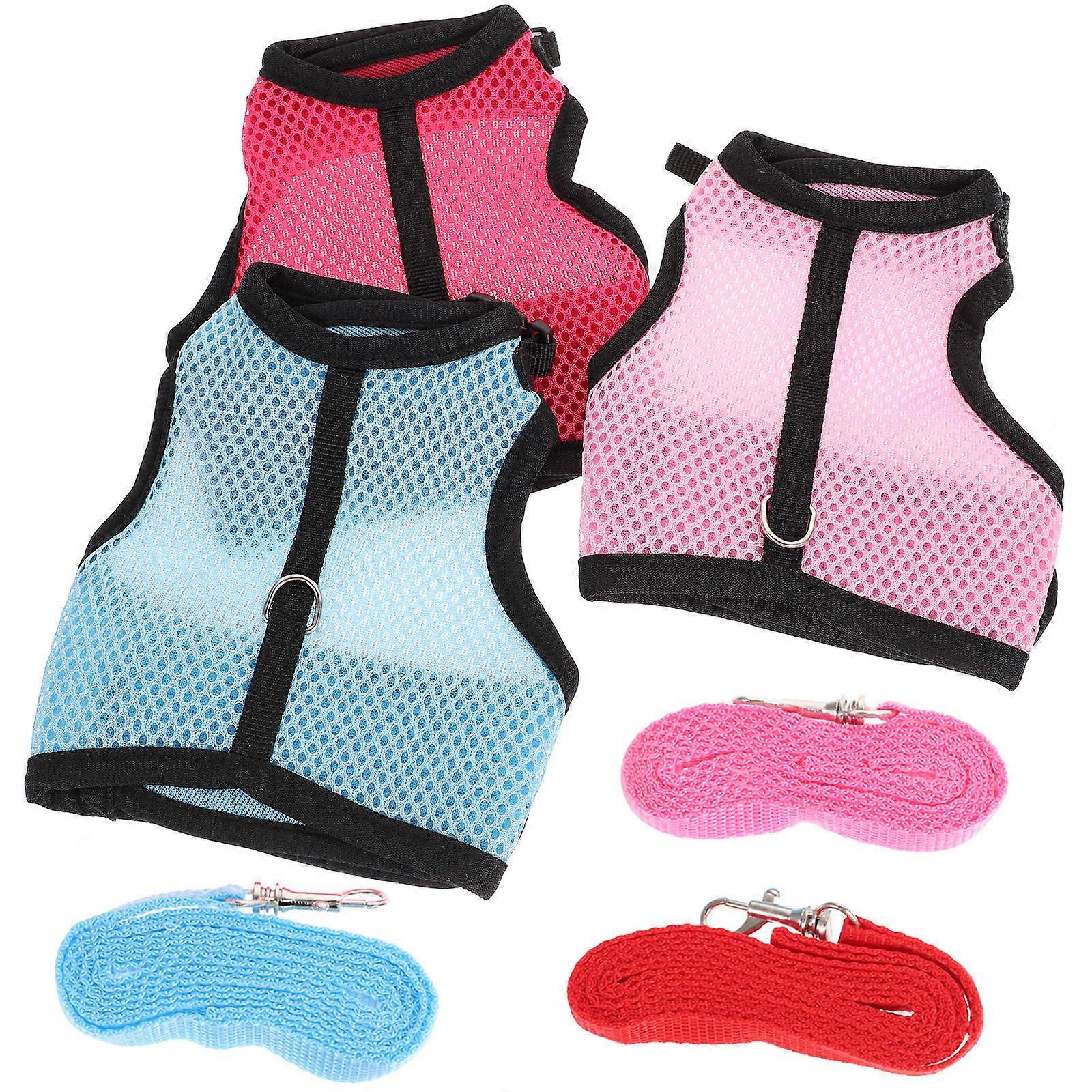 Pet Hamster Harness And Leash Set Bunny Vest Harness Practical Design For Birthday Party L Rose Red 3Sets