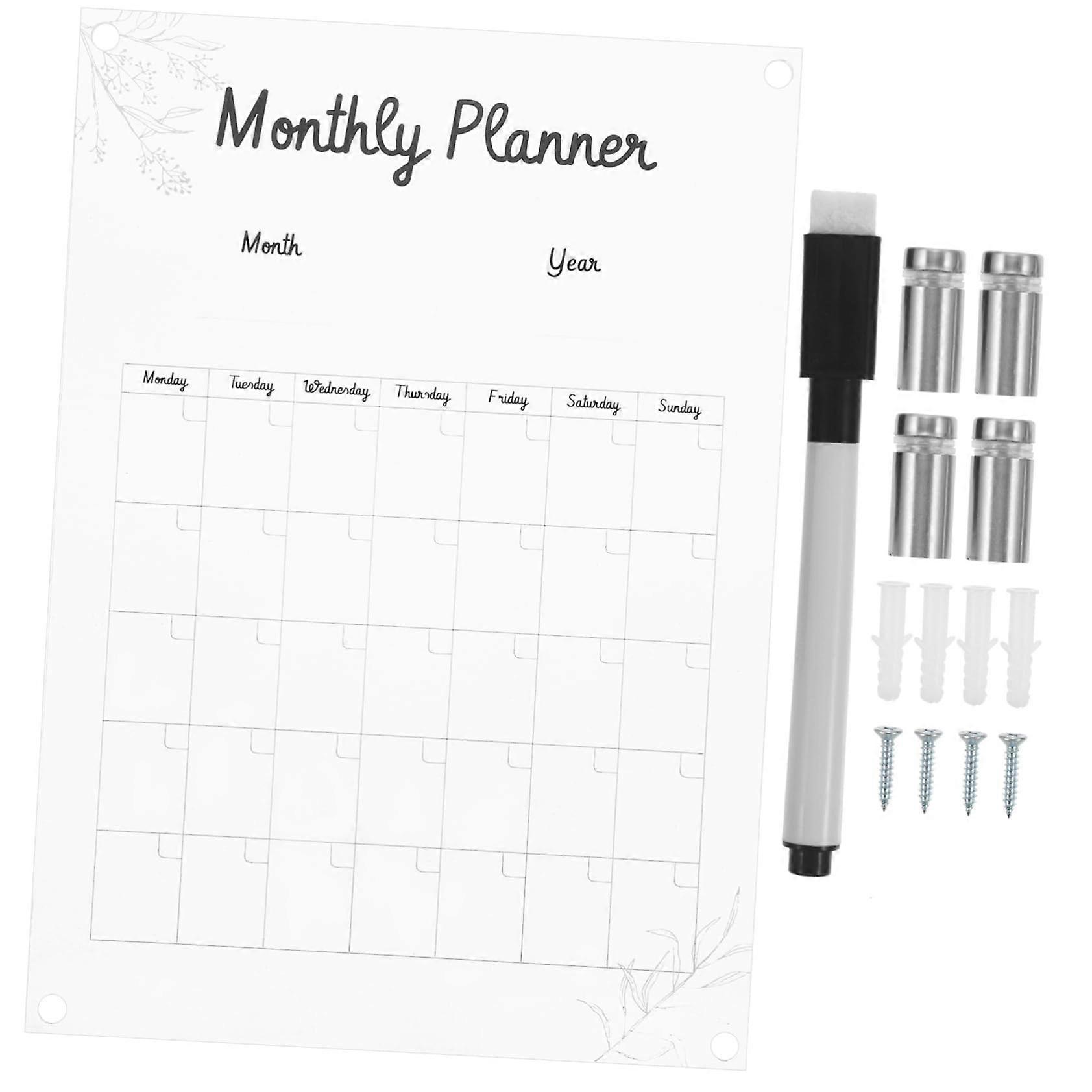 1PC Hanging Memo Board Wipeable Transparent Acrylic Message Sign for Office Door Reusable Planning Board for Notes and ToDo Lists