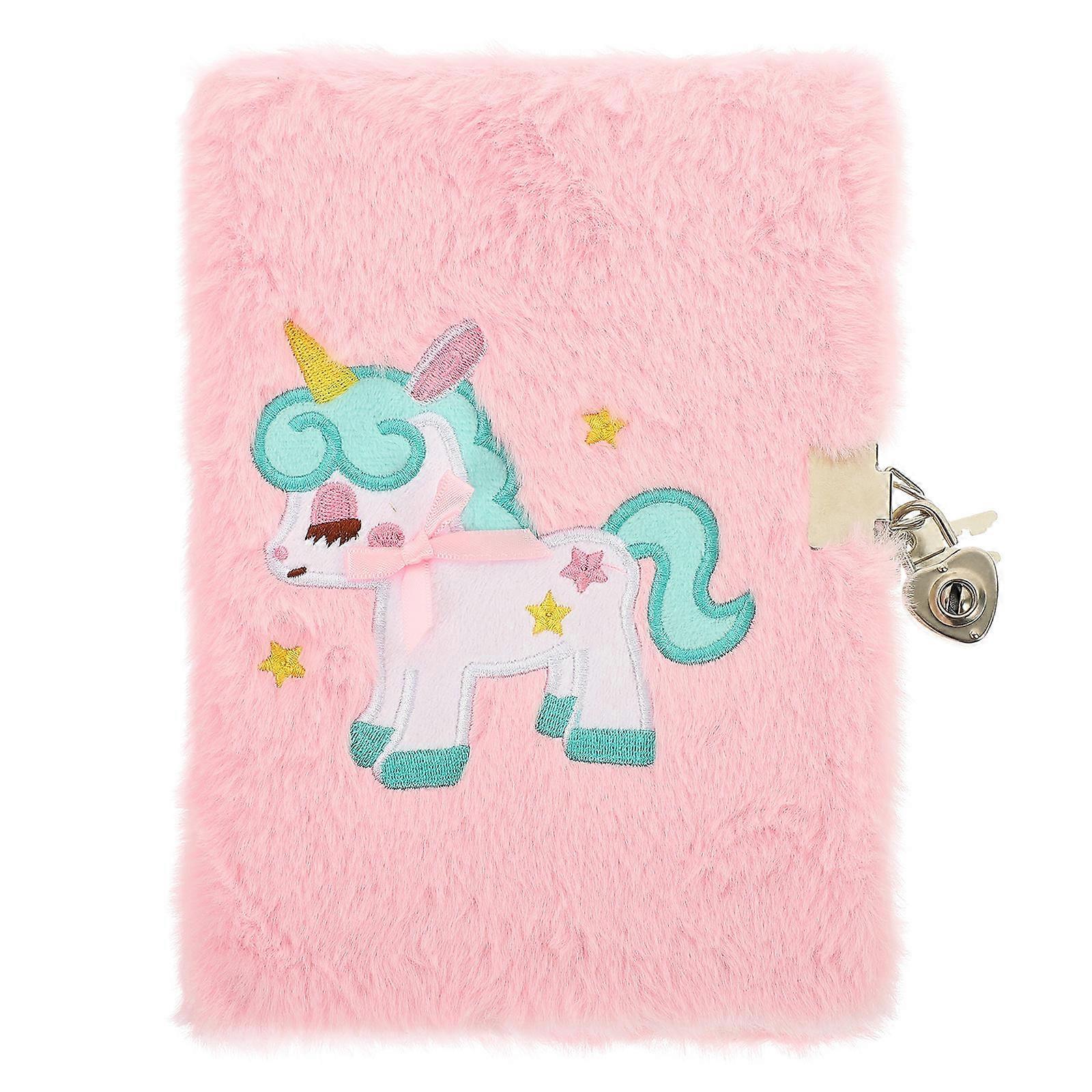 Lockable Diary Pink Plush with Adorable Design for Girls Notebook Decor
