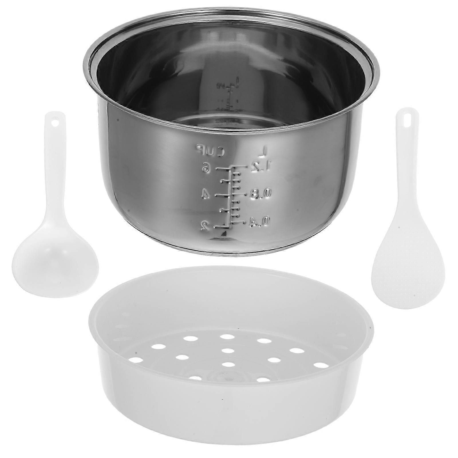 Steel Rice Cooker Inner Pot Multipurpose Design For Home Cooking Non-Stick Coating 3L Heat Distribution 1Pcs