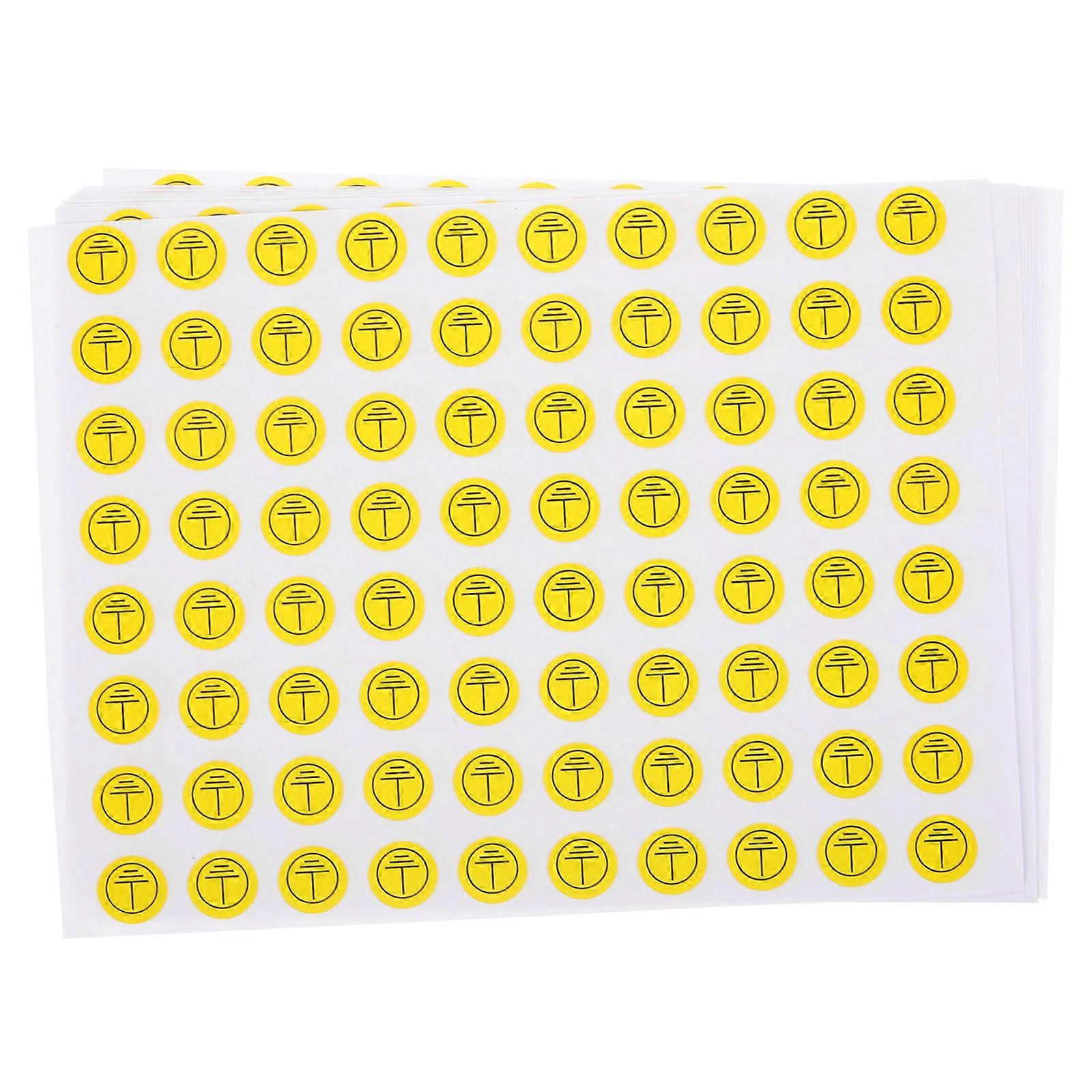 Ground Point Sticker Grounding Symbol Signs Circular Shaped Coated Paper Yellow For Electrical Power Operations 800Pcs
