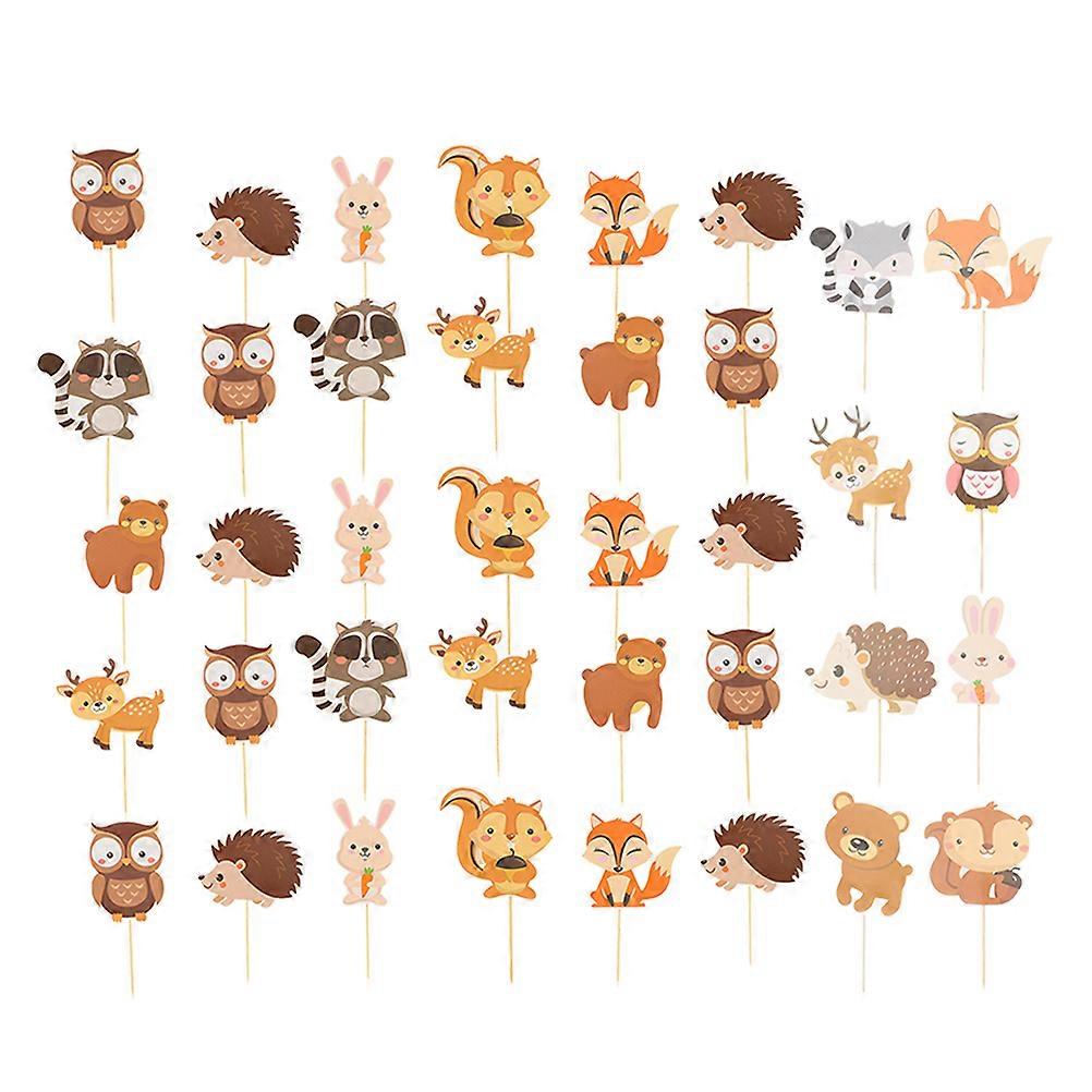 Jungle Animals Cake Decoration Wood Simple and Elegant Design For Hotel Decorations Cake Inserts 32Pcs
