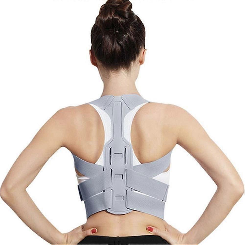 Posture Corrector For Men And Women, Adjustable Clavicle Straps And Upper Back Support For Teens, Gray Large