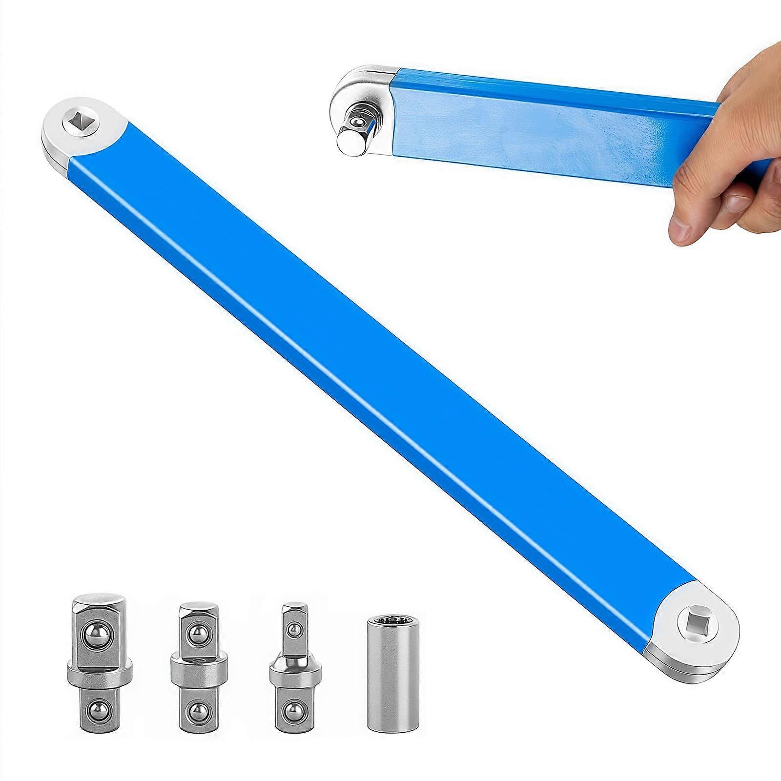 Offset Extension Wrench with 1/2, 1/4, 3/8 Inch Drive Adapter for Mechanics