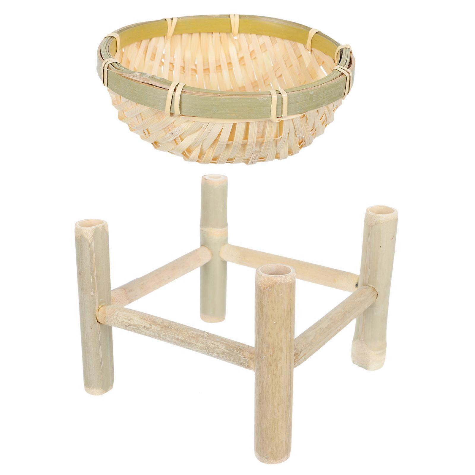 Woven Snack Plate for Storage Use Portable Retro Tray in Assorted Color 1pc