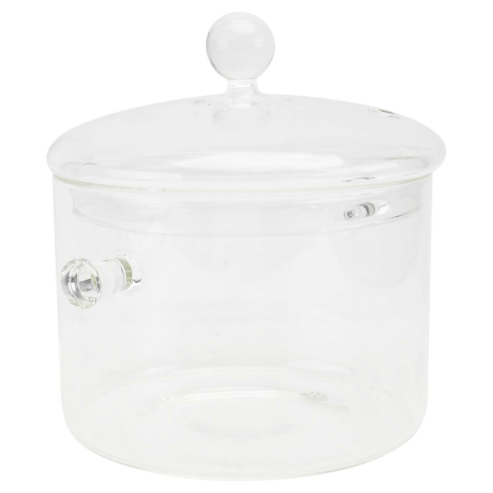 Transparent Glass Stewpot with Lid for Home Use HeatResistant and Microwave Safe 1Pc