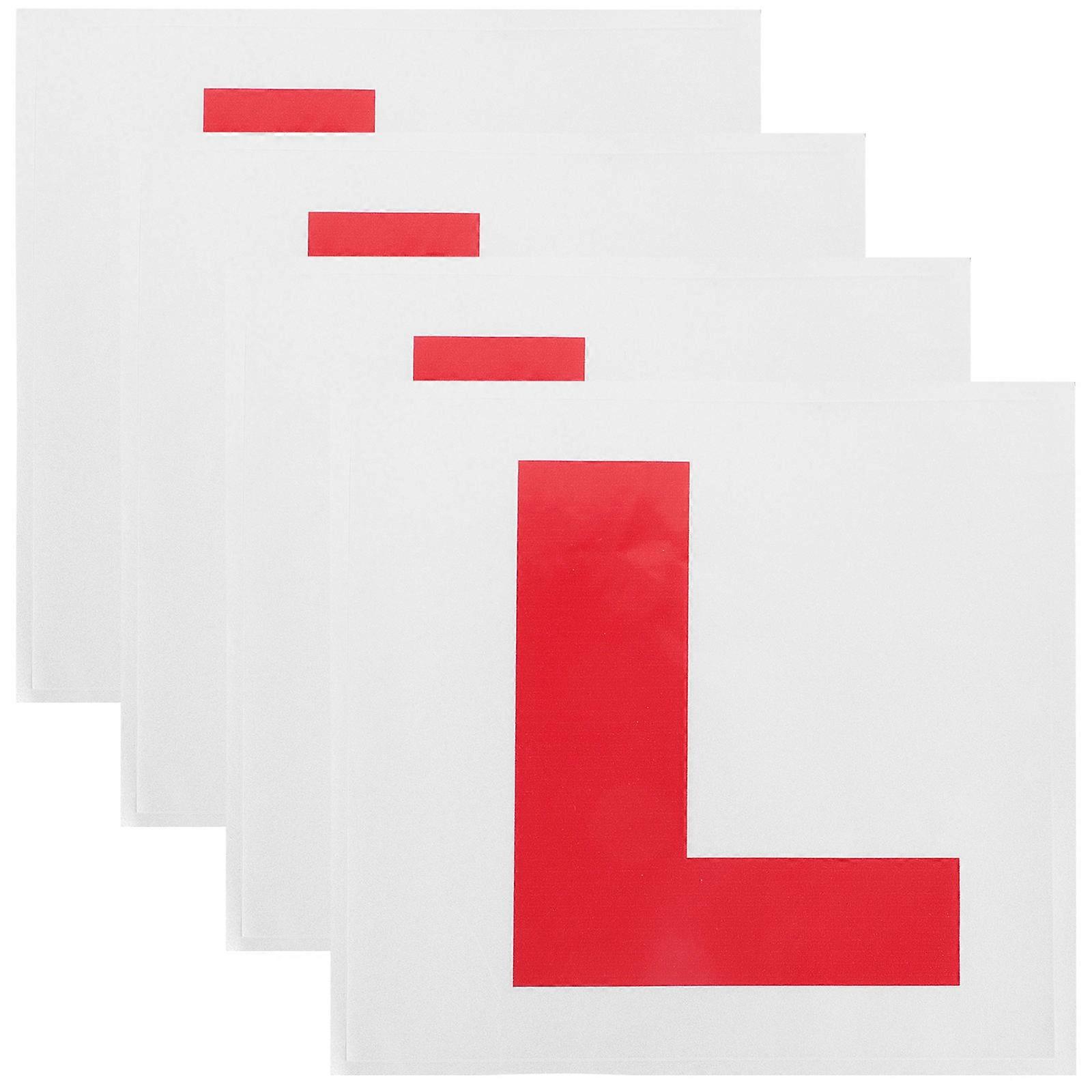 L Shape Vehicle Sticker Warning Sign New Drivers Fade Resistant Red 4Pcs