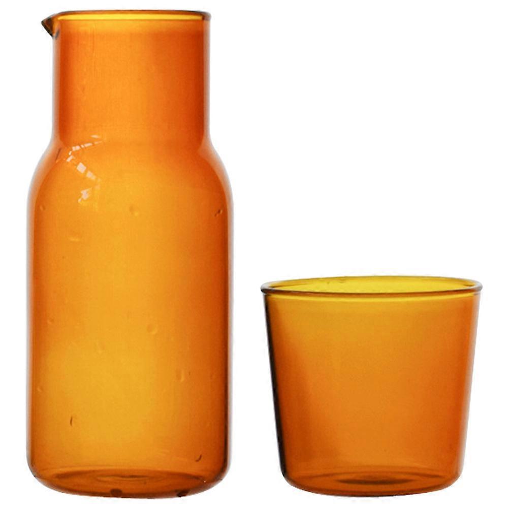 Desktop Glass Carafe For Nightstand Individual Users Light Brown Heat-Resistant Easy To Clean 1Set