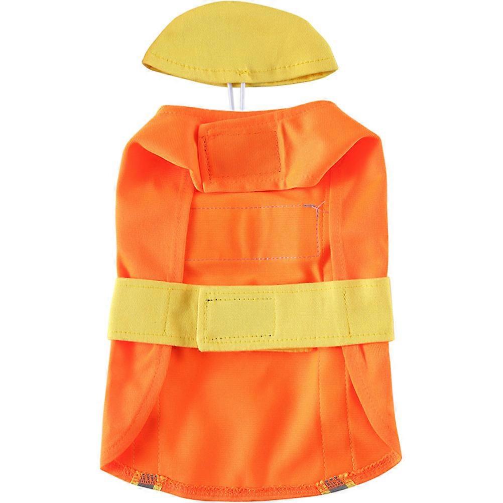 Orange Dog Costume with Engineer Appearance Made of Polyester Perfect for Parties and Photoshoots Size M