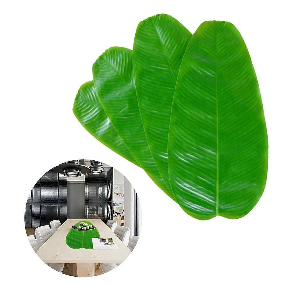 Green Leaf Table Placemats Banana Leaf Artificial For Bedroom Decor Leaf Shape 36x18cm 5Set