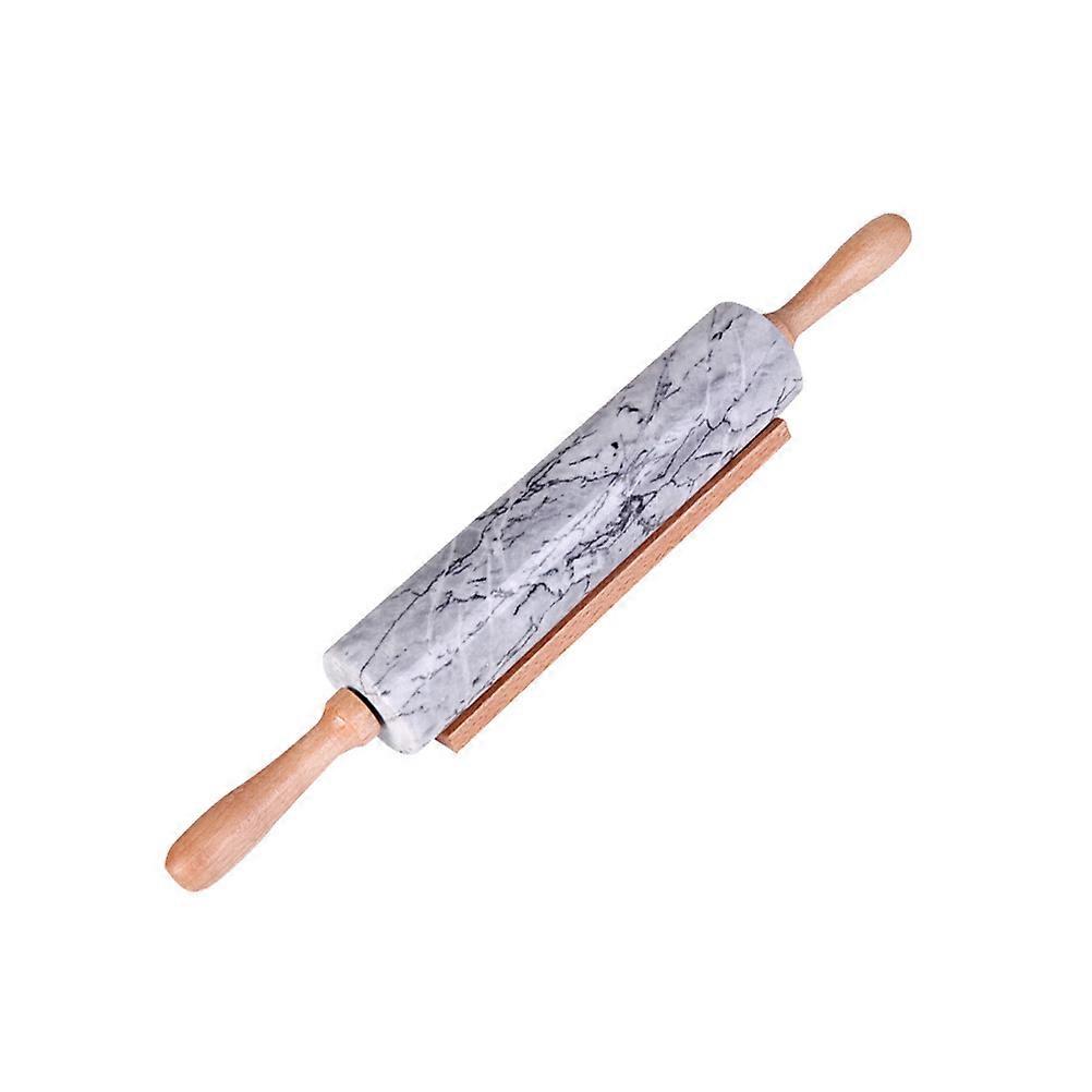Pastry Making Rolling Pin Wood And Marble For Home Users Noodle Making 45X6X6CM 1Set