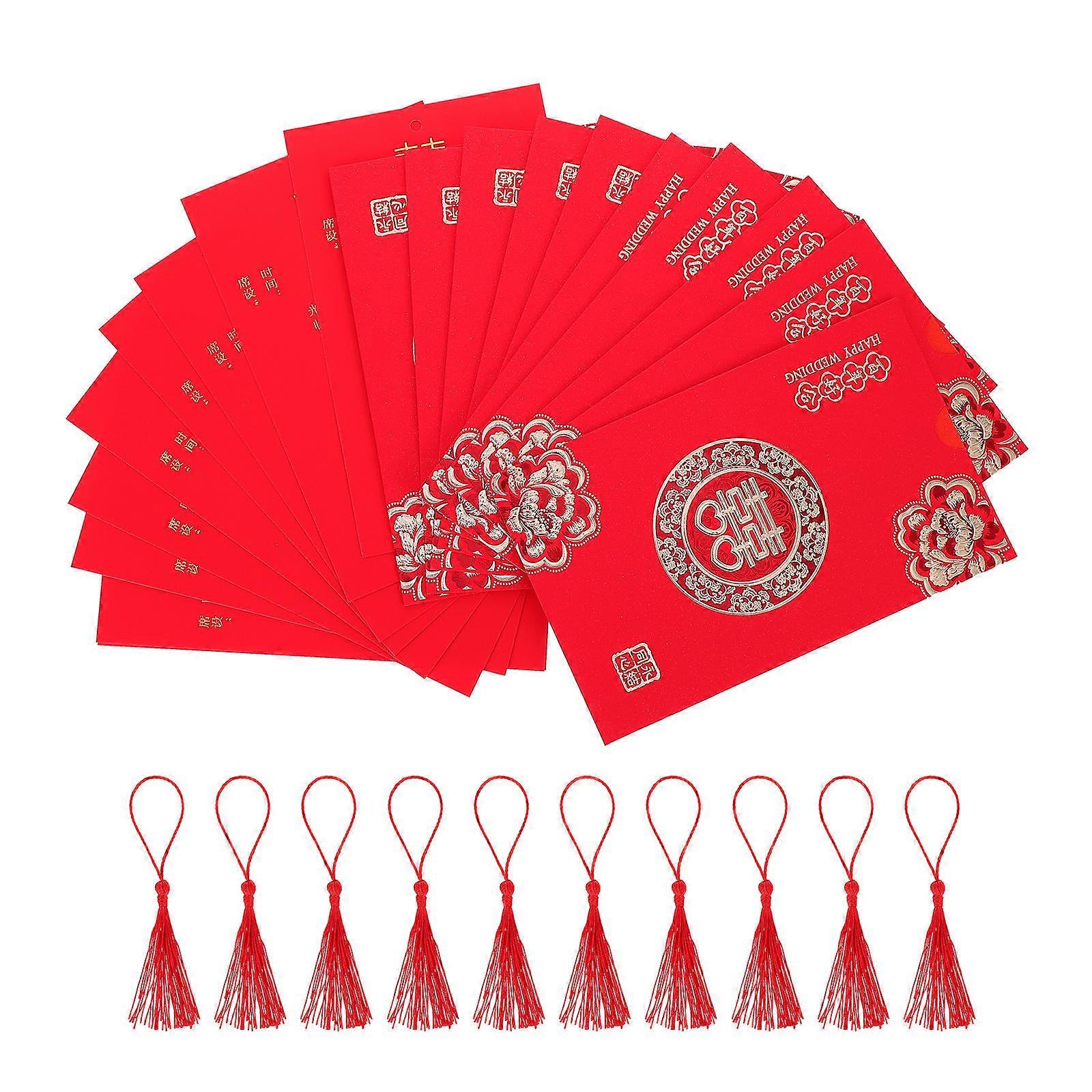 Chinese Style Wedding Invitation Paper Invitations Cards Simple Style Celebrations 20X11.5CM 10Set
