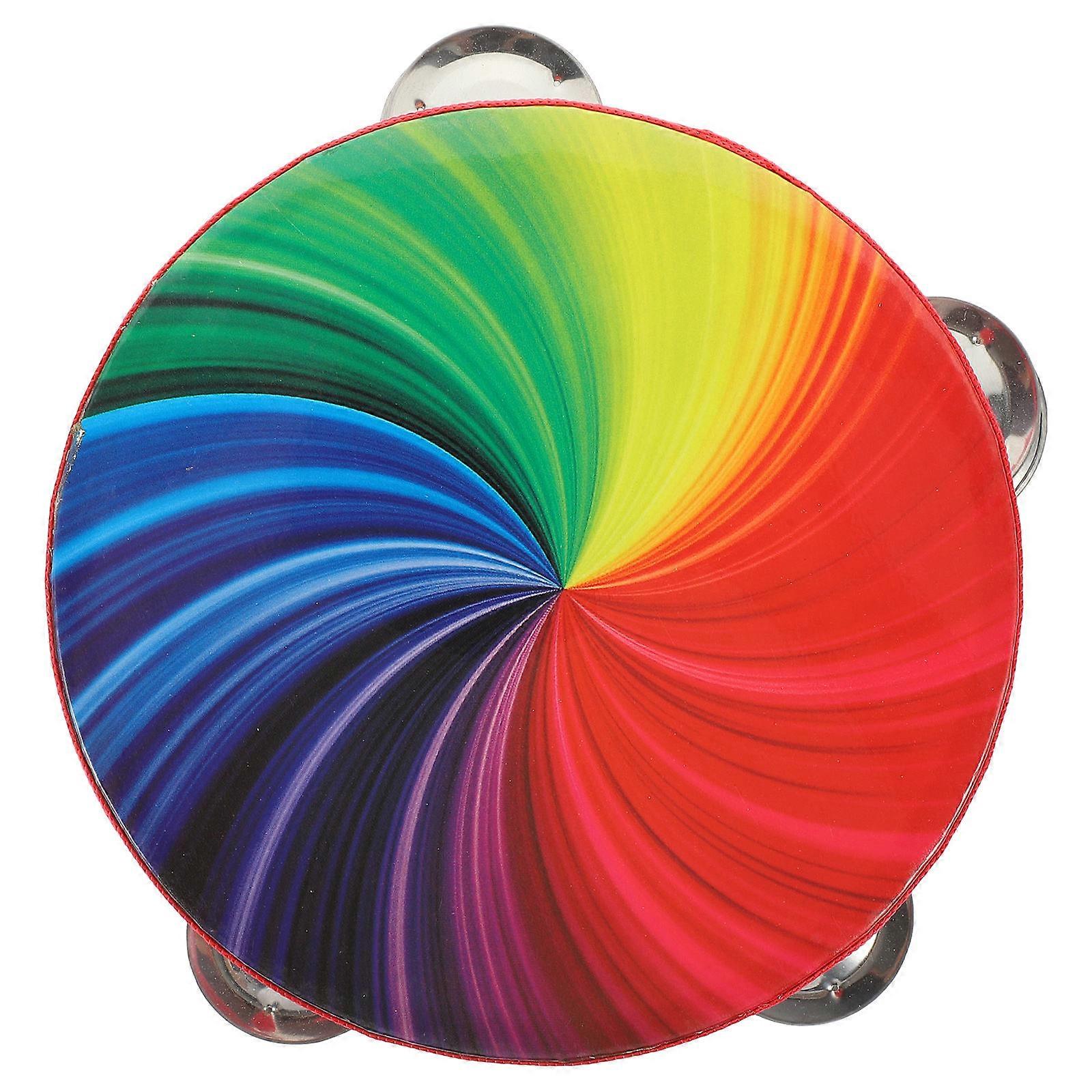 Rainbow Tambourine Hand Drum with Double Row Jingles – Percussion Instrument for Music Parties, Educational Play & Rhythm Learning