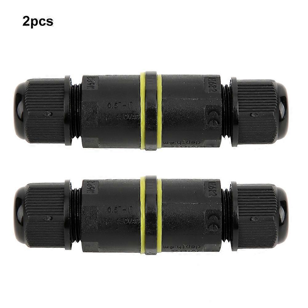 2Pcs Outdoor IP68 Waterproof 3 Pin Junction Box Electrical Cable Wire Connector Accessory