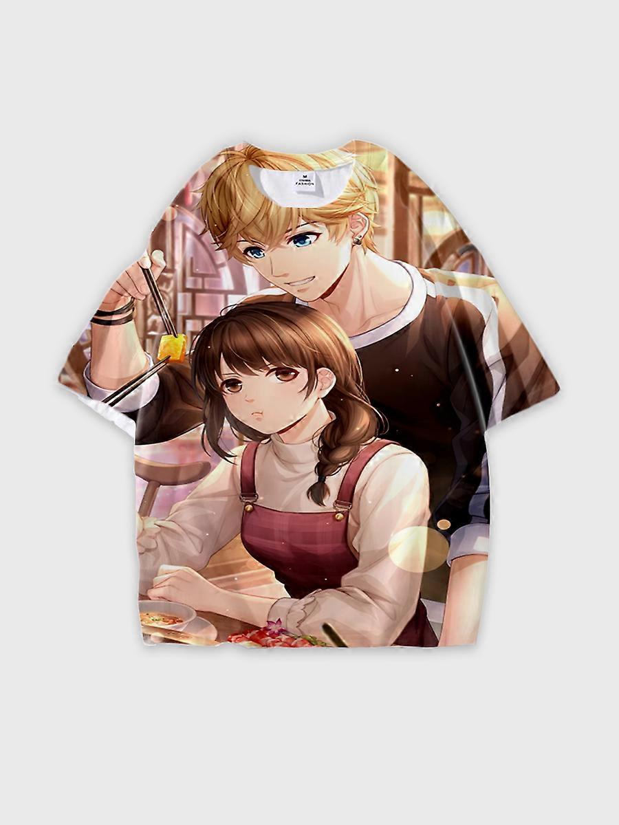 T-shirt round neck Role Pattern loose short sleeve E2280