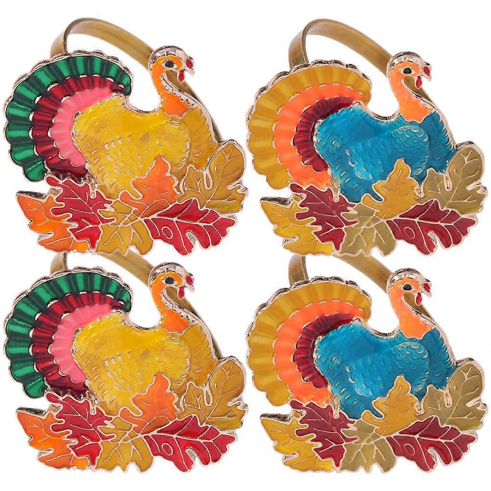 Thanksgiving Napkin Rings in Alloy with Creative Design for Table Decoration Orange Color Fits Most Napkins 4 Pieces
