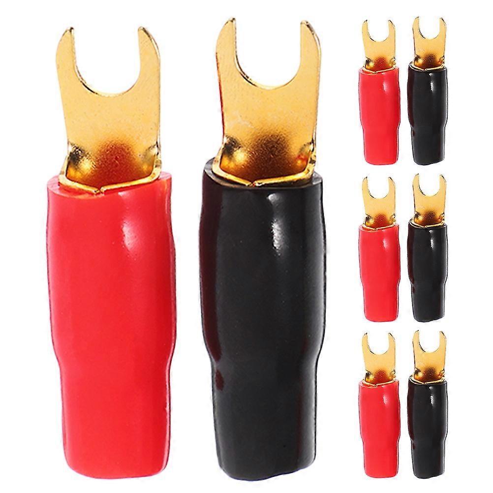 OUNONA 4 Pairs 0ga Spade Fork Terminal Connectors for Amplifier and Speaker Wire Connections Heavy Duty High Conductivity Easy Installation
