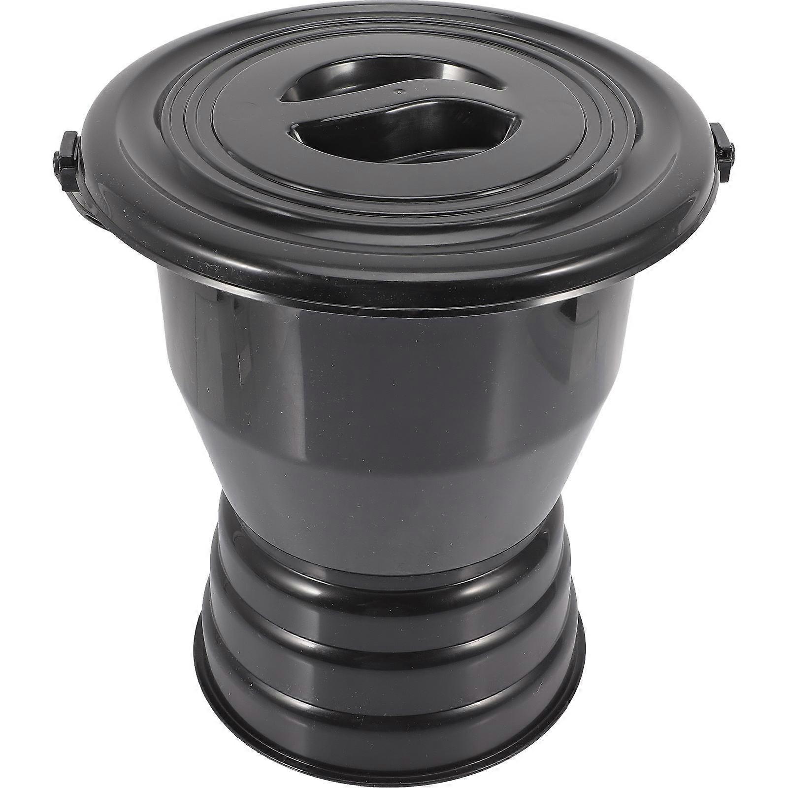 Multi-Function Urinal Pot Covered Chamber Pot Elderly Home Use Black 28.5x27cm Drop-Resistant 1Pack