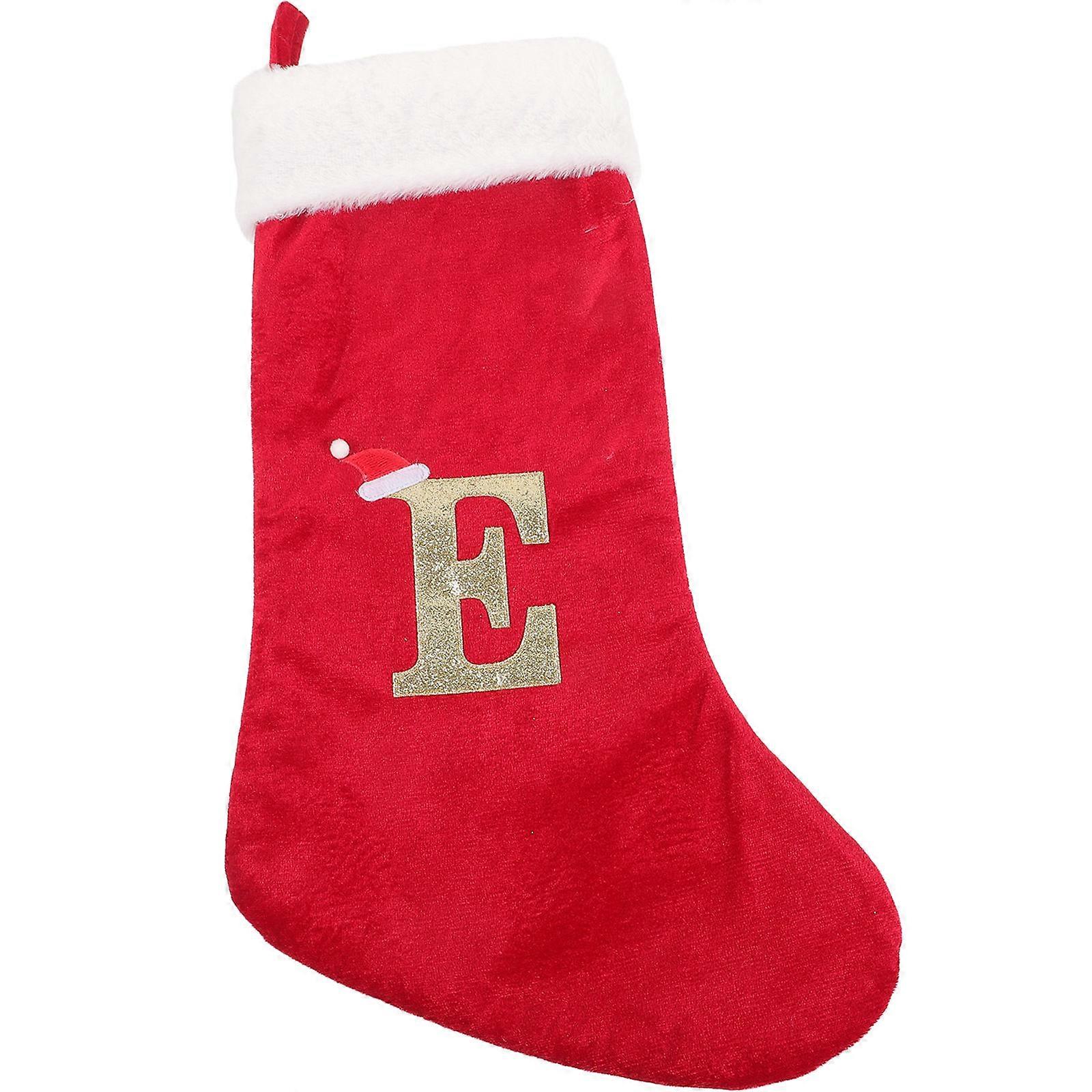 Letter N Stocking For Christmas Fireplace Hanging Red 45x27.5cm Soft Comfortable Decorative 1Set