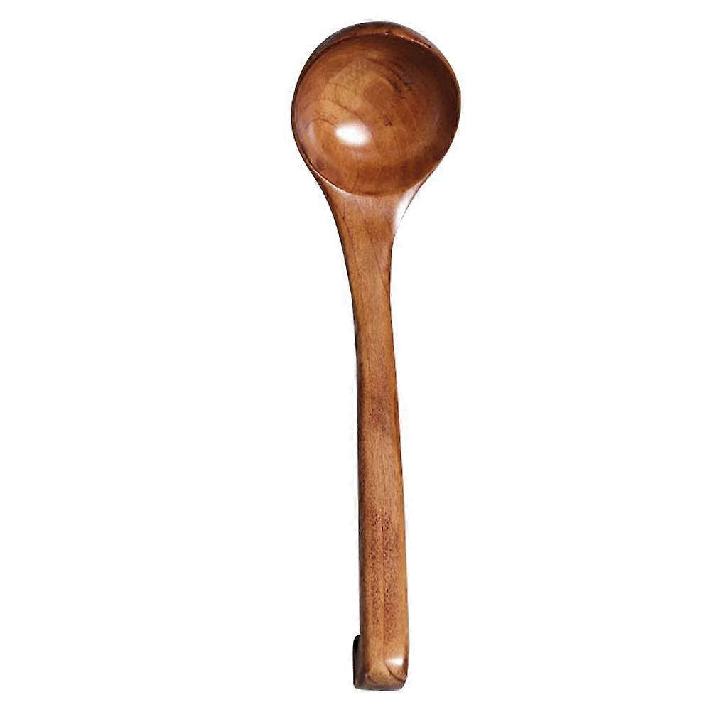 Coffee Color Wooden Soup Ladle Long Handle Ideal For Gathering Cooking 1Pack