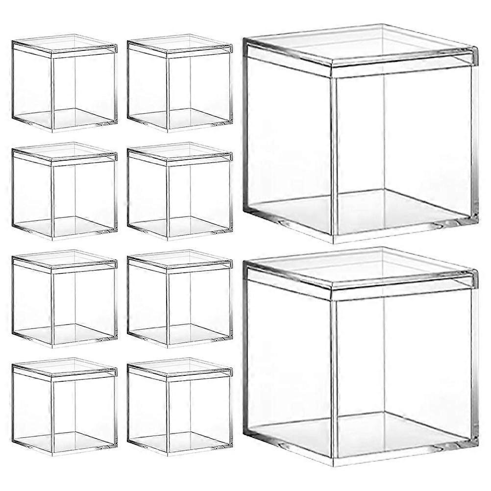 Transparent Acrylic Box with Lid for Storage Clear Candy Gift Boxes for Favors Wedding Packing 14pcs 210ml